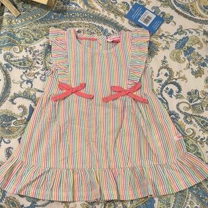 Colorful Striped Kids Dress with Pink Accents